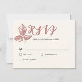 Rustikale warme Rose Whimsical Floral Wedding RSVP Karte