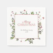 Rustikale warme Winter Berry Frohe Weihnachten Serviette (Vorderseite)