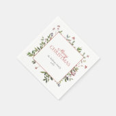 Rustikale warme Winter Berry Frohe Weihnachten Serviette (Ecke)