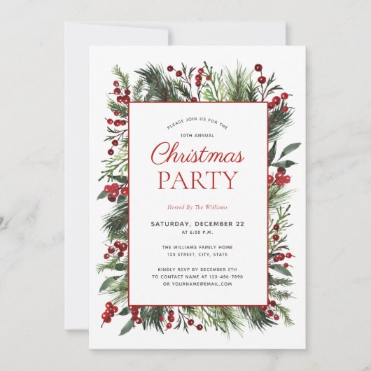 Rustikale, warme Winter-Feier Einladung (Vorderseite)