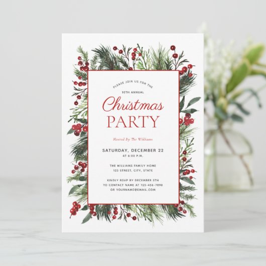 Rustikale, warme Winter-Feier Einladung (Stehend Vorderseite)