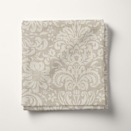Rustikale Wäsche Beige und Taupe Damask Stoff