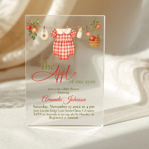 Rustikale Wäscheleine Apfel Mädchen Baby Shower Acryleinladungen