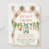 Rustikale Wäscheleine Farm Vor Ort gezüchtete Baby Einladung (Vorderseite)