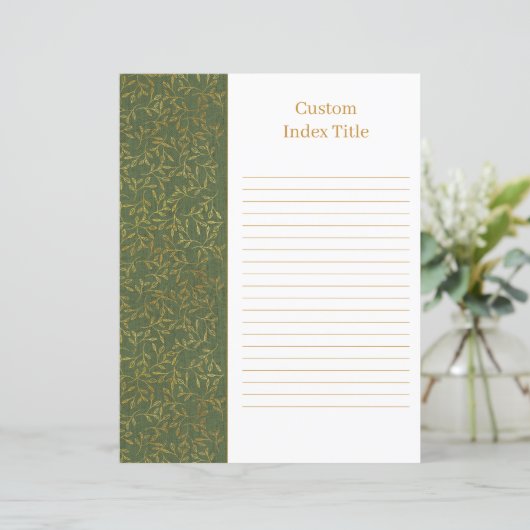 Rustikale Wäscheservice Grüne Recipe Binder Beilag (Stehend Vorderseite)