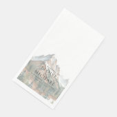 Rustikale Wasserfarbe Berglandschaft Hochzeit Serviette (Ecke)
