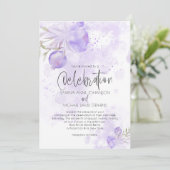 Rustikale Wasserfarbe Blassfarbene Lila Rose und R Einladung (Stehend Vorderseite)