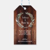 Rustikale Wasserfarbe-Blätter Holz Hochzeit Willko Geschenkanhänger (Vorderseite)