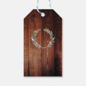 Rustikale Wasserfarbe-Blätter Holz Hochzeit Willko Geschenkanhänger (Rückseite)