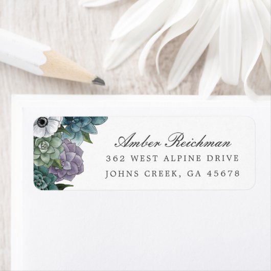 Rustikale Wasserfarbe Blau Lila Blumensukkulturen (Insitu)