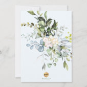 Rustikale Wasserfarbe Blauer Gum Eukalyptus Christ Einladung (Rückseite)