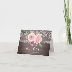 Rustikale Wasserfarbe Blumen-Spitze Hochzeit Danke