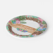 Rustikale Wasserfarbe Blumenreath glückliche Oster Pappteller (Schrägansicht)