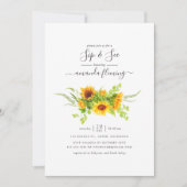 Rustikale Wasserfarbe Bohemisch Sonnenblumen Sip a Einladung (Vorderseite)