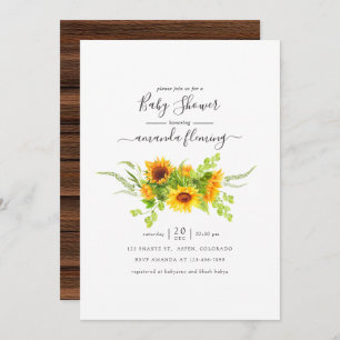 Rustikale Wasserfarbe Bohemische Sonnenblumen Kind Einladung