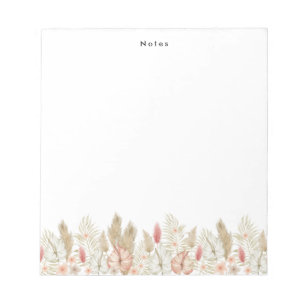 Rustikale Wasserfarbe Boho Floral Personalisiert Notizblock