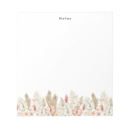 Rustikale Wasserfarbe Boho Floral Personalisiert Notizblock (Vorderseite)