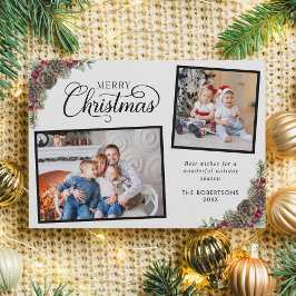 Rustikale Wasserfarbe Botanische Weihnachtszeit 2  Feiertagskarte