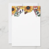 Rustikale Wasserfarbe Burgund Sonnenblumen Hochzei Einladung (Rückseite)