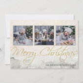 Rustikale Wasserfarbe Drei Foto Frohe Weihnachten (Vorderseite)