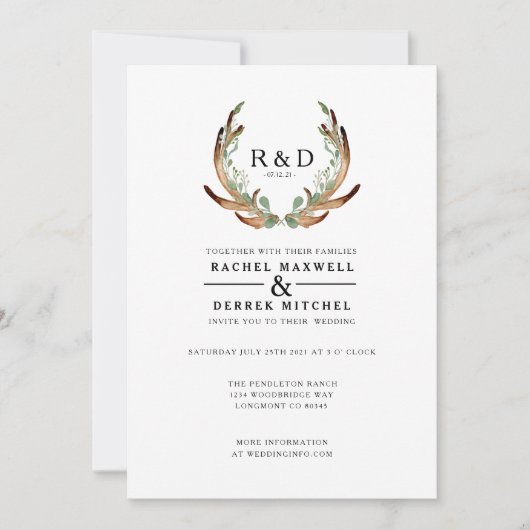 Rustikale Wasserfarbe | Einfache Hochzeit Einladung (Vorderseite)