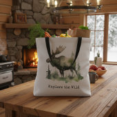 Rustikale Wasserfarbe-Elch-Wald-Wildlife individue Tasche
