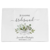 Rustikale Wasserfarbe-Eukalyptus-Brautjungfer Große Geschenktüte (Vorderseite)