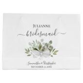 Rustikale Wasserfarbe-Eukalyptus-Brautjungfer Große Geschenktüte (Rückseite)