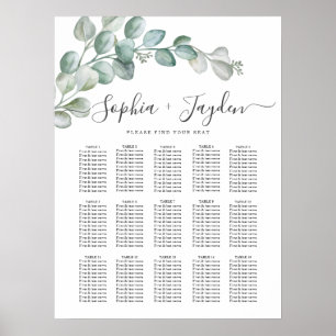 Rustikale Wasserfarbe Eukalyptus-Grünzeug-Hochzeit Poster