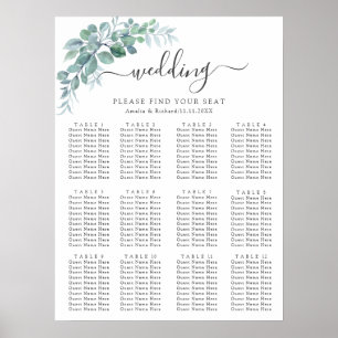 Rustikale Wasserfarbe Eukalyptus-Grünzeug-Hochzeit Poster