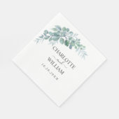 Rustikale Wasserfarbe Eukalyptus Grünzeug Hochzeit Serviette (Ecke)
