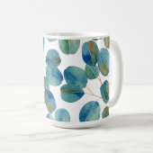 Rustikale Wasserfarbe Eukalyptusblätter Kaffeetasse (VorderseiteRechts)
