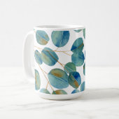 Rustikale Wasserfarbe Eukalyptusblätter Kaffeetasse (Vorderseite Links)