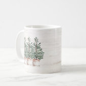 Rustikale Wasserfarbe Evergreen Trees Tasse (Vorderseite Links)