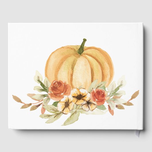 Rustikale Wasserfarbe Fall in Liebe Pumpkin Hochze Gästebuch (Rückseite)