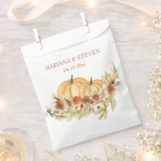 Rustikale Wasserfarbe Fall in Liebe Pumpkin Hochze Geschenktütchen (Ausgeschnitten)