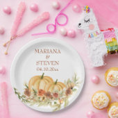 Rustikale Wasserfarbe Fall in Liebe Pumpkin Hochze Pappteller (Party)