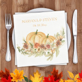 Rustikale Wasserfarbe Fall in Liebe Pumpkin Hochze Serviette