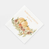 Rustikale Wasserfarbe Fall in Liebe Pumpkin Hochze Serviette (Ecke)
