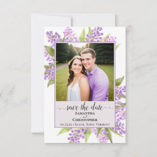 Rustikale Wasserfarbe Flieder & Foto Lavendel Hoch Save The Date