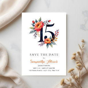 Rustikale Wasserfarbe-Floral 15. Geburtstag Quince Save The Date