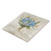 Rustikale Wasserfarbe Florale Blaue Hortensie Fliese (Seite)