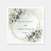 Rustikale Wasserfarbe Florale Botanische Hochzeits Serviette (Vorderseite)