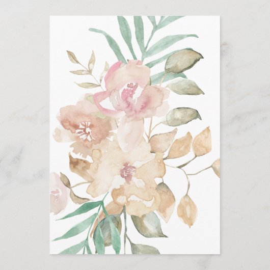 Rustikale Wasserfarbe Florals Brautdusche Einladun (Rückseite)