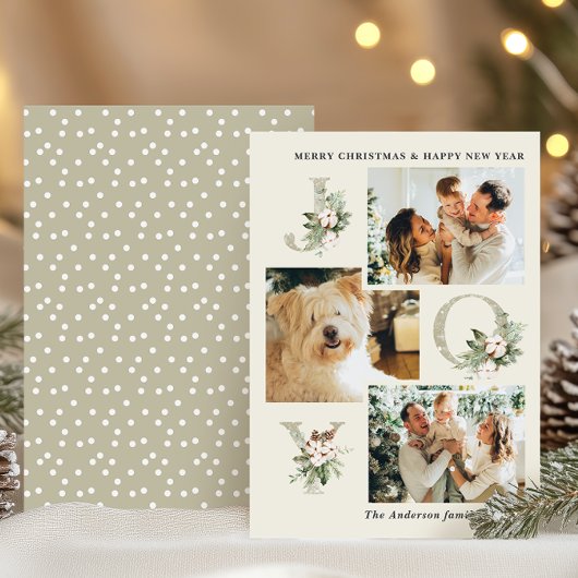 Rustikale Wasserfarbe Freude 3-Foto Weihnachten