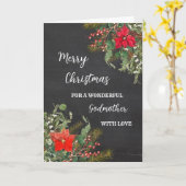 Rustikale Wasserfarbe Godmutter Frohe Weihnachten Karte (Gelbe Blume)