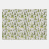 Rustikale Wasserfarbe Grün Pine Tree Weihnachten Geschenkpapier Set (Vorderseite 3)
