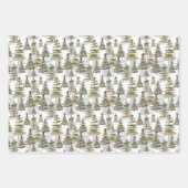 Rustikale Wasserfarbe Grün Pine Tree Weihnachten Geschenkpapier Set (Vorderseite 2)