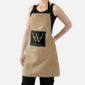 Rustikale Wasserfarbe Grün Schwarz Gold Monogramm Schürze (InSitu)