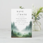 Rustikale Wasserfarbe Grüne Wald Hochzeitsdestinat Save The Date (Stehend Vorderseite)